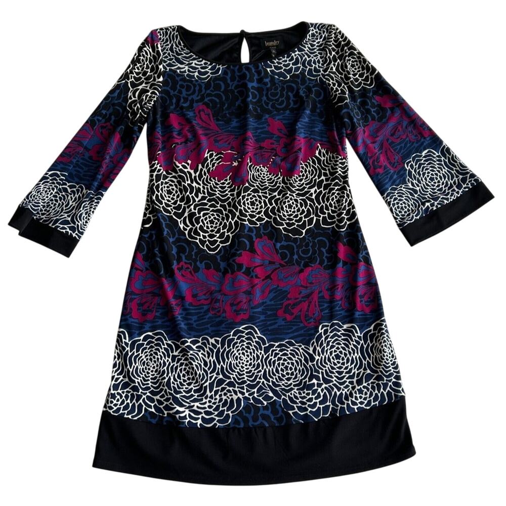 Laundry by Shelli Segal 3/4 Sleeve Printed Multicolor Dress Women's Size Small